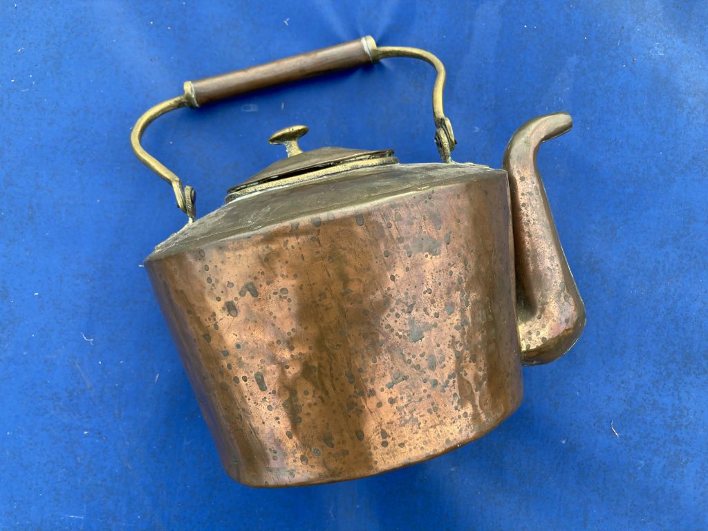 We used the Revive Tool polishing metal kit (for standard drills) to restore this old teapot.